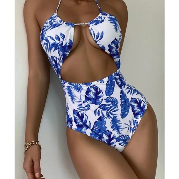 SHEIN Swim Cutout One Piece Halter Monokini Swimsuit Poshmark